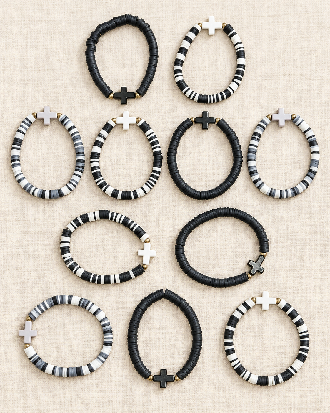 Steadfast Cross Heishi Braclet
