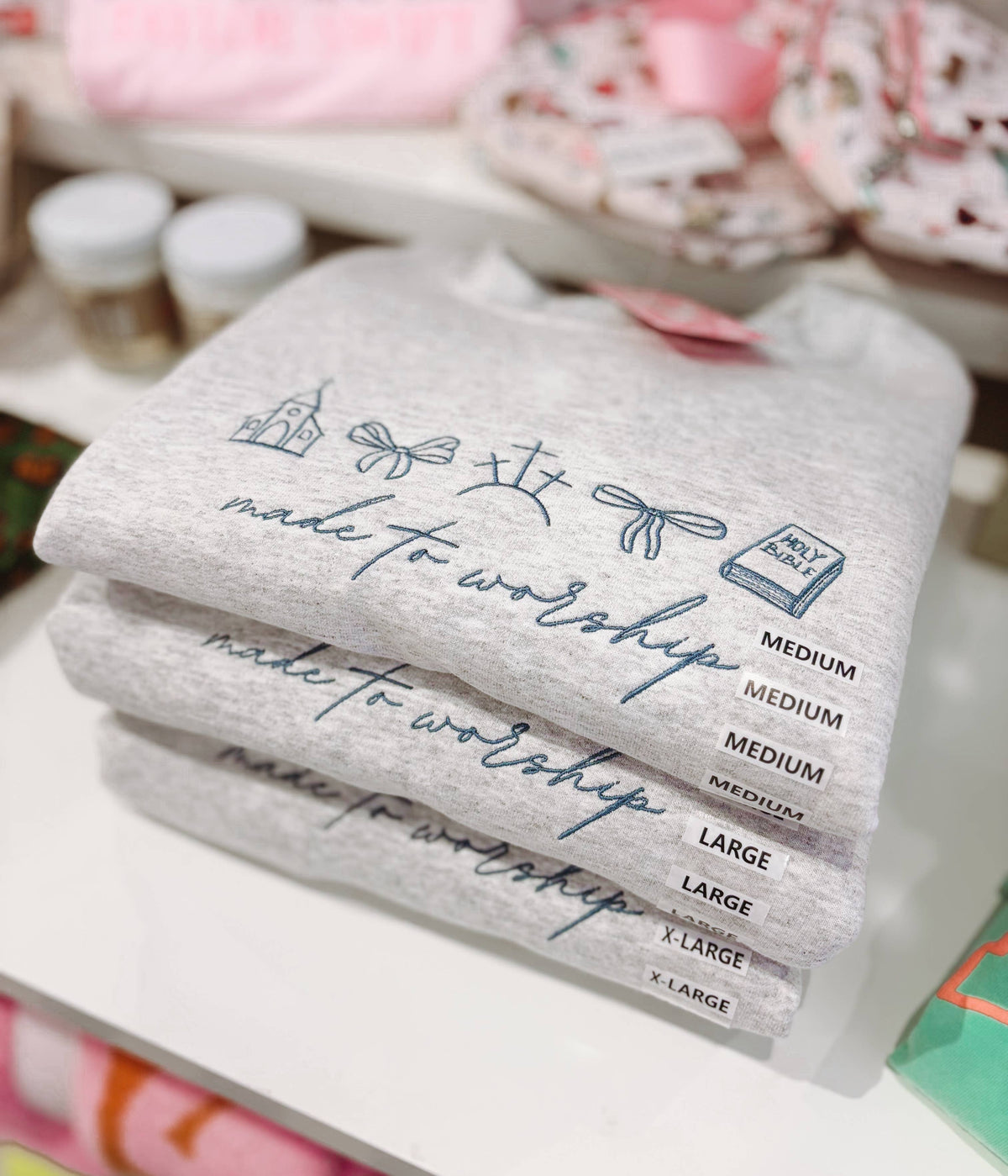 Made To Worship Embroidered Crewneck | Church Sweatshirt