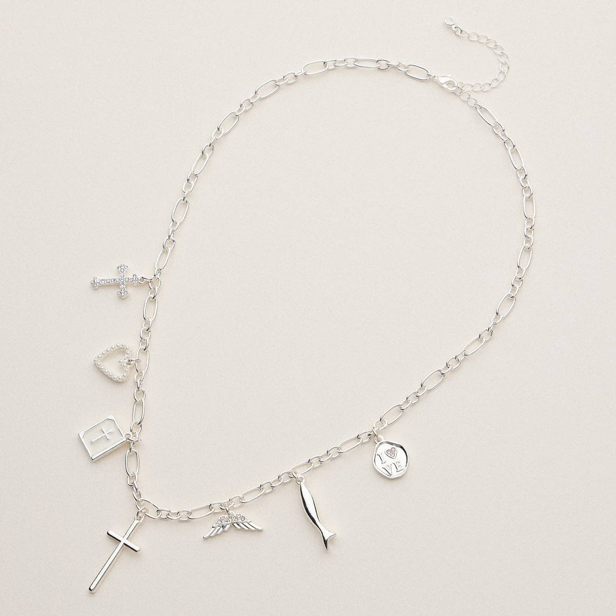 Faith and Love Charm Necklace - 18K Gold Dipped