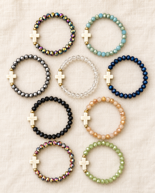 Bead and Stone Cross Braclet
