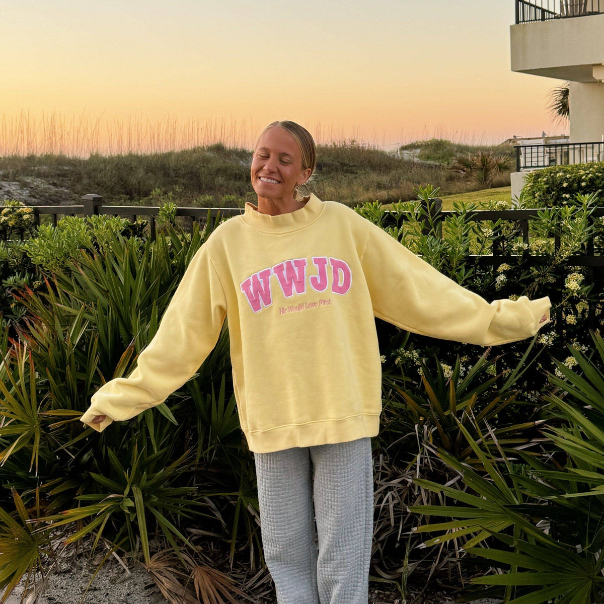 NEW! | "WWJD" PREMIUM MOCKNECK CREW | YELLOW