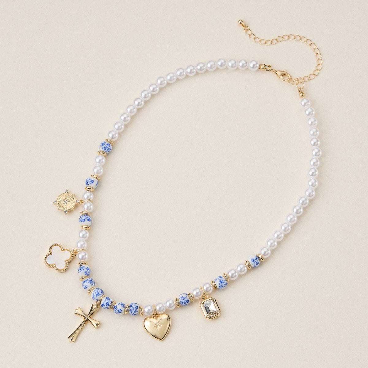 Faith & Love Pearl Ceramic Mixed Necklace