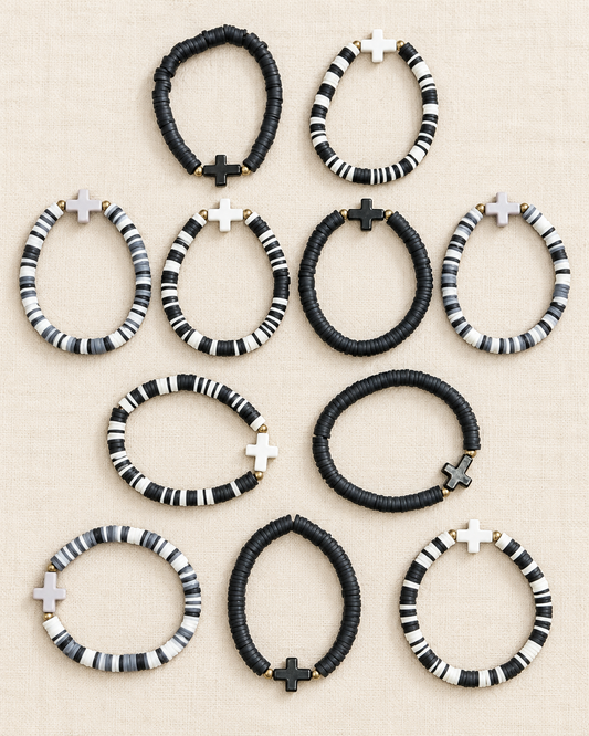 Steadfast Cross Heishi Braclet