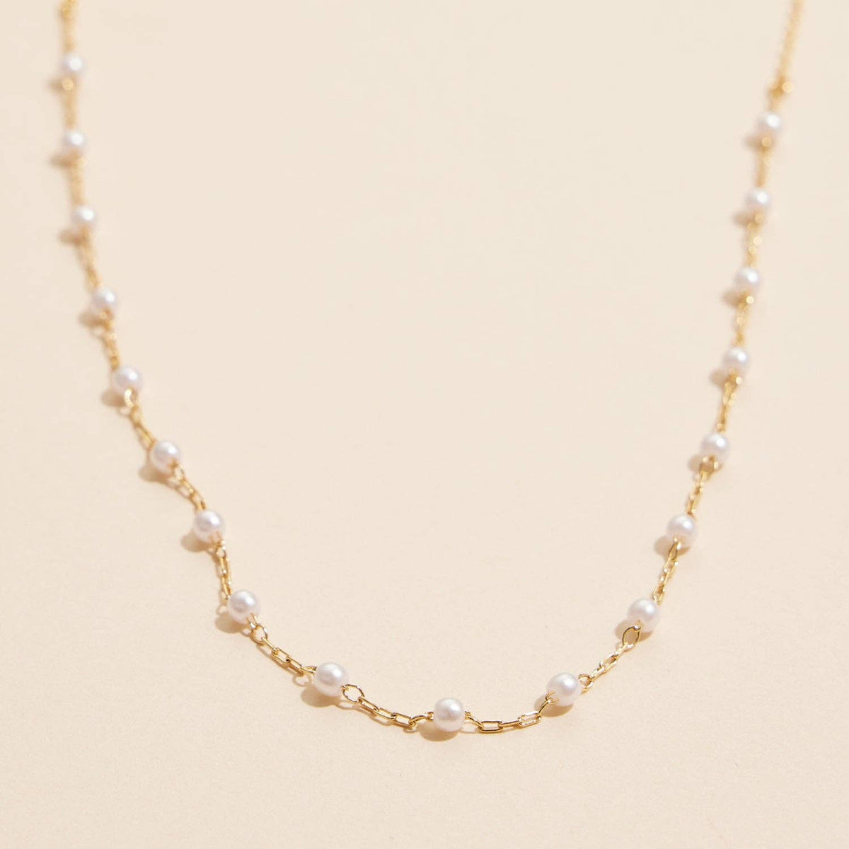 2mm Classic Pearl Link 18K Gold Dipped Necklace