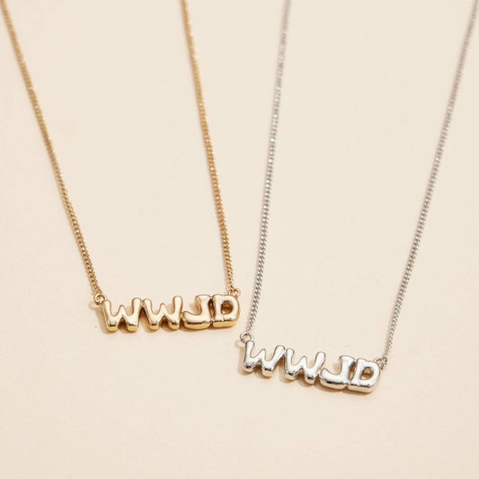 WWJD Script Necklace | Gold Dipped Faith Necklace