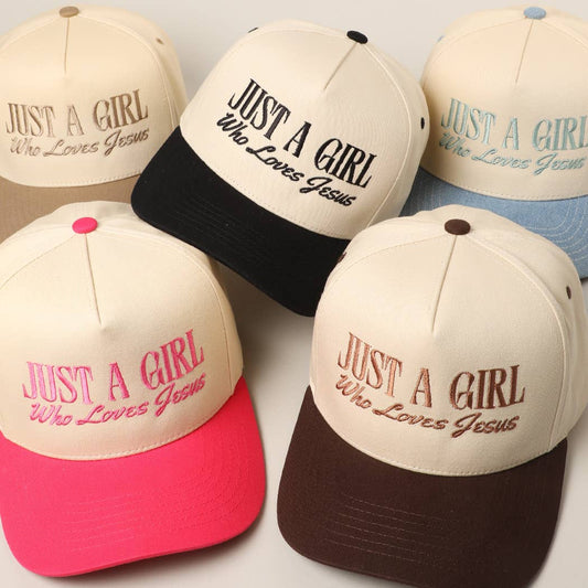 Just A Girl Who Loves Jesus Embroidery Trucker Hat