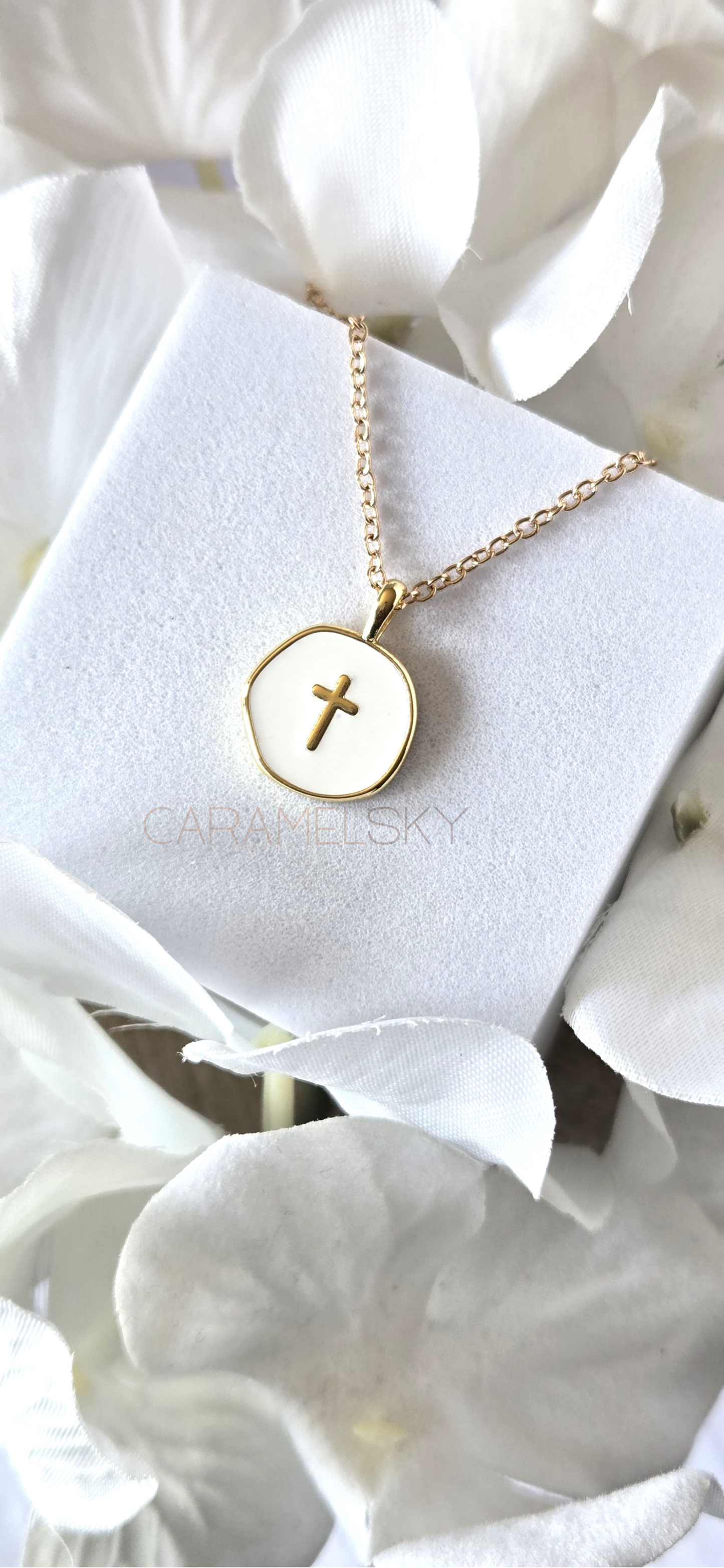 18K Gold Plated Gold Cross Medallion Necklace