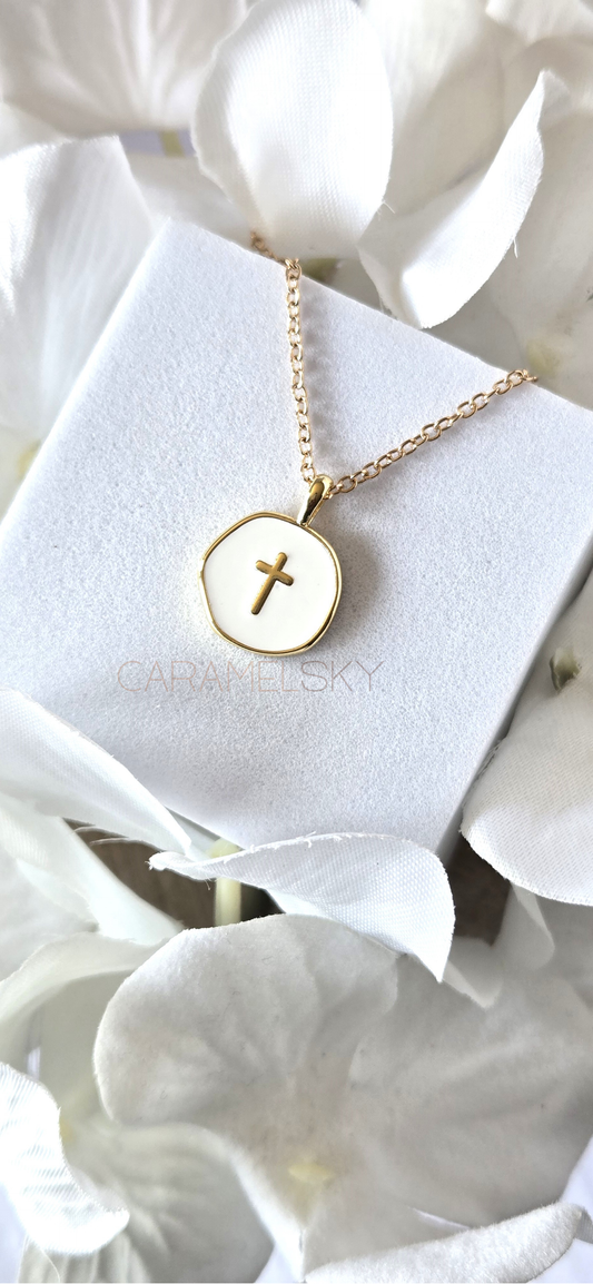18K Gold Plated Gold Cross Medallion Necklace